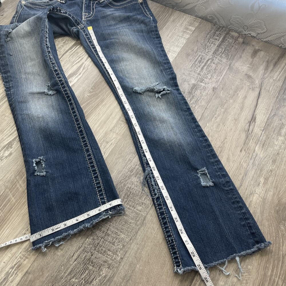 Miss Me Jeans Rhinestone Boot Cut Jp6126b Raw Hem** Size 27** Short**29" inseam - Picture 7 of 16
